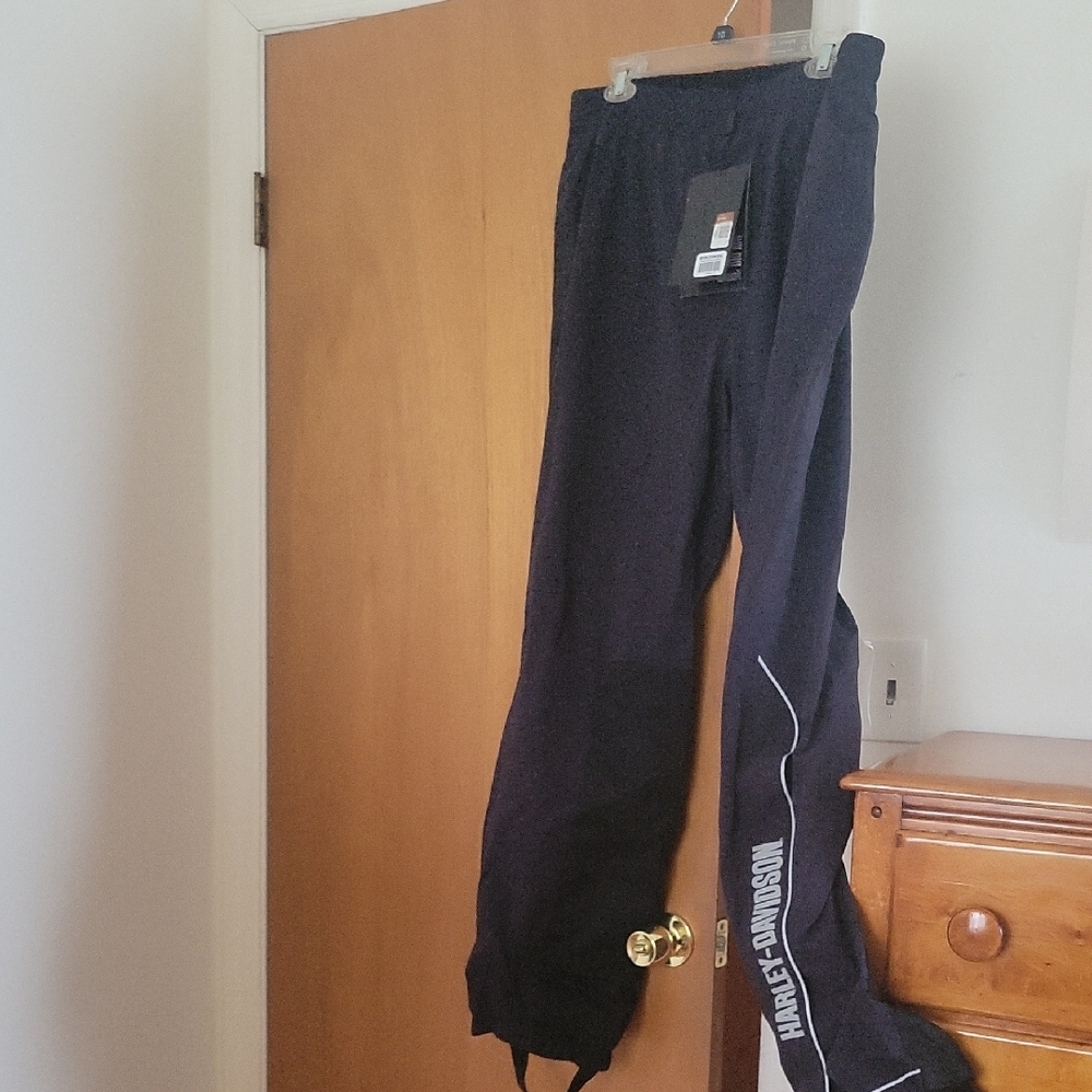 Harley-Davidson Black Rain Gear Pants with Relaxed Fit and Drawstring Waistband